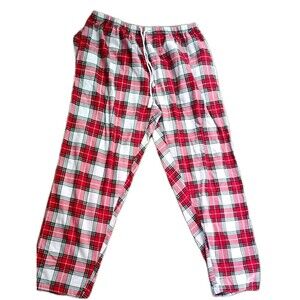 Sleepy Time Pajamas PJs Mens Size XL Red Green Plaid Flannel  Cotton Drawstring